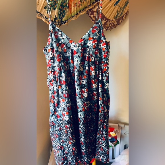 W118 by Walter Baker Spaghetti Strap V-neck Watercolor Floral Printed Mini-Dress - Picture 3 of 4